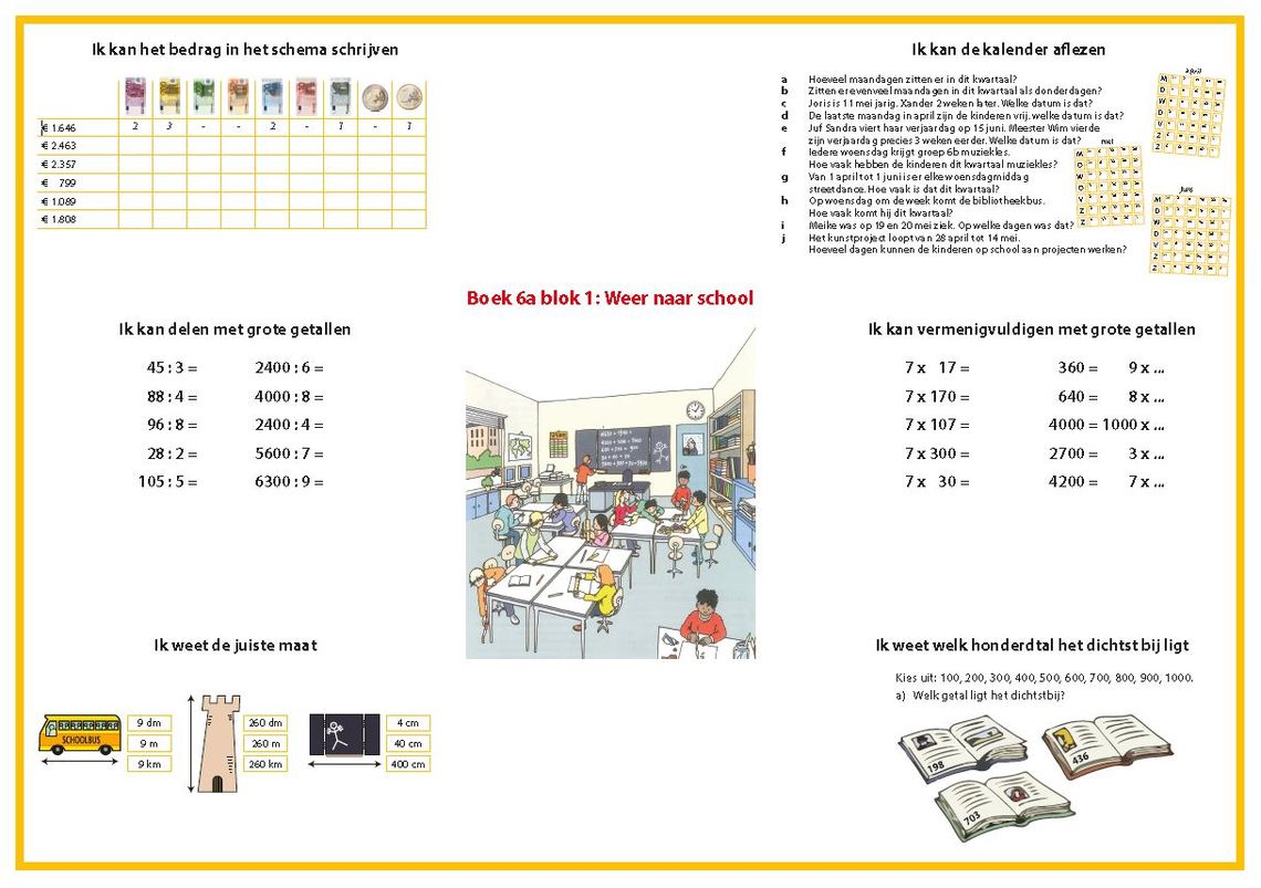 rekendoelen in de klas en de ouderbrief - Basisschool 't Getij